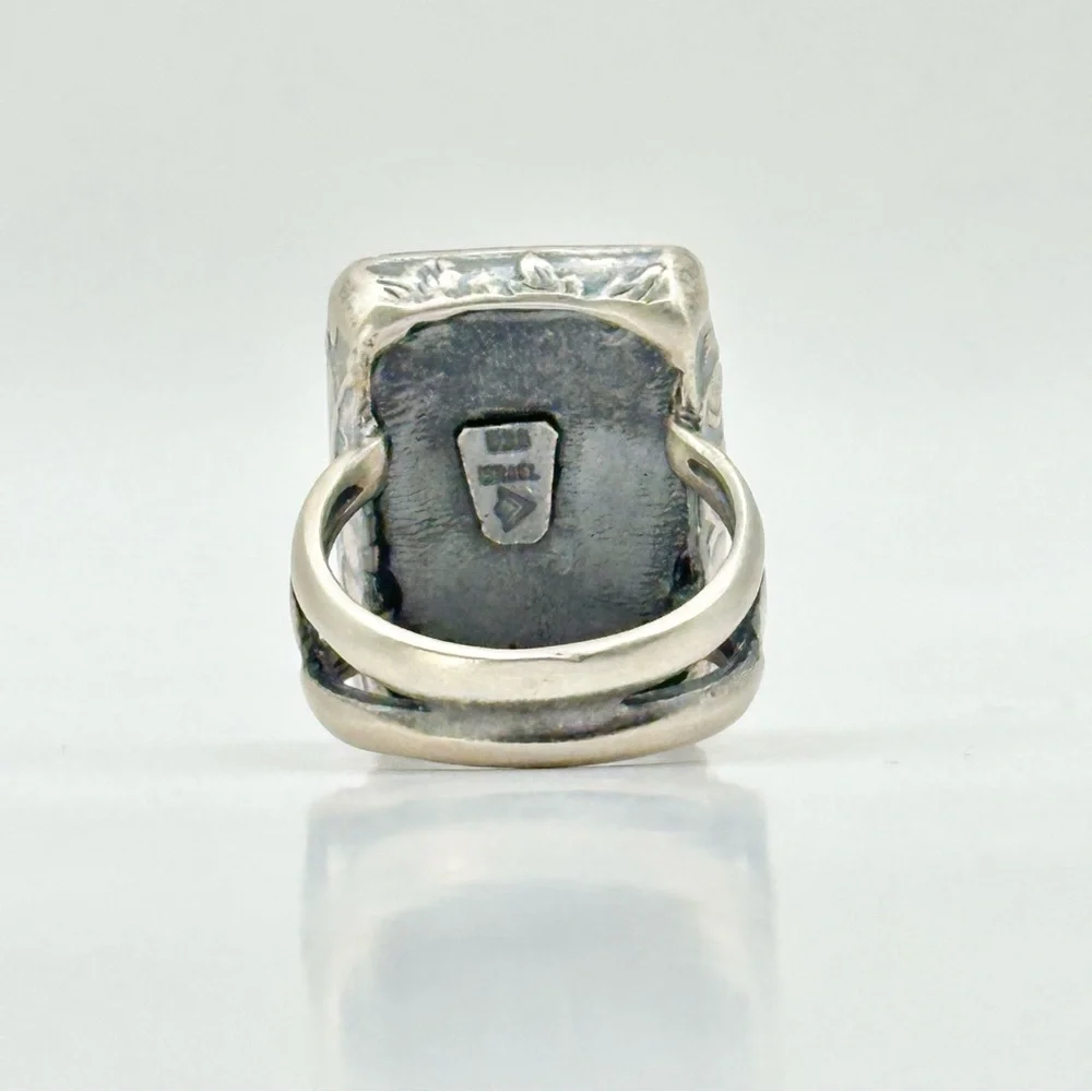 Silpada Retired R1839 925 Sterling Silver Floral Leaf Vine Rectangular Ring 7